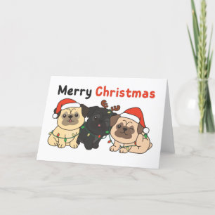 Pug Christmas Animals Cute Dogs Merry Christmas Ho Holiday Card