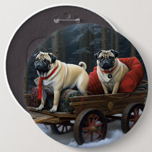 Pug Christmas Festive Season 6 Cm Round Badge