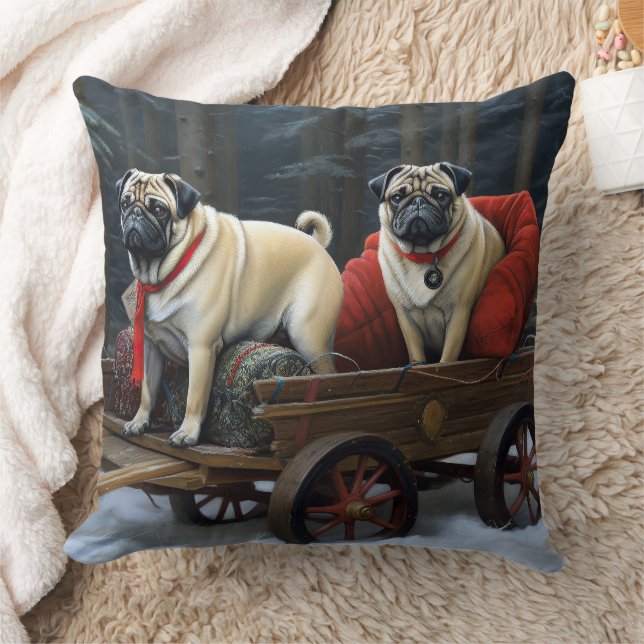 Pug Christmas Festive Season Cushion (Blanket)