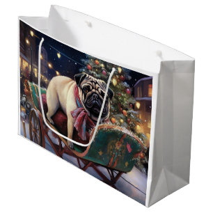 Pug Christmas Festive Season Large Gift Bag