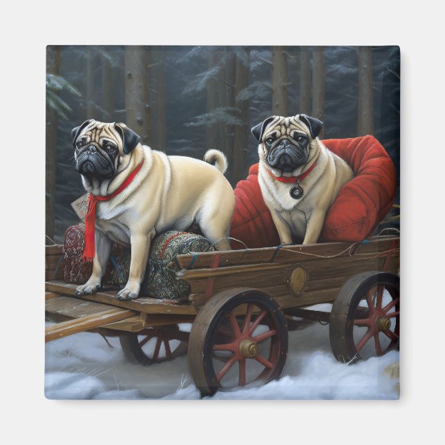 Pug Christmas Festive Season Magnet (Front)