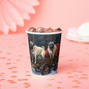 Pug Christmas Festive Season Paper Cups