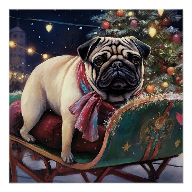 Pug Christmas Festive Season Poster (Front)