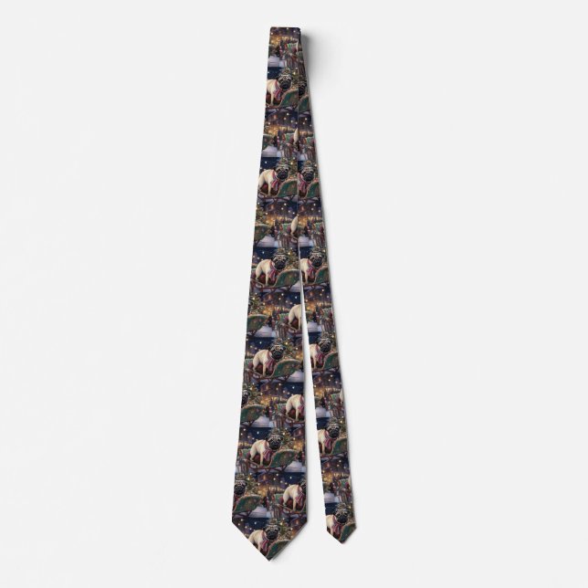 Pug Christmas Festive Season Tie (Front)