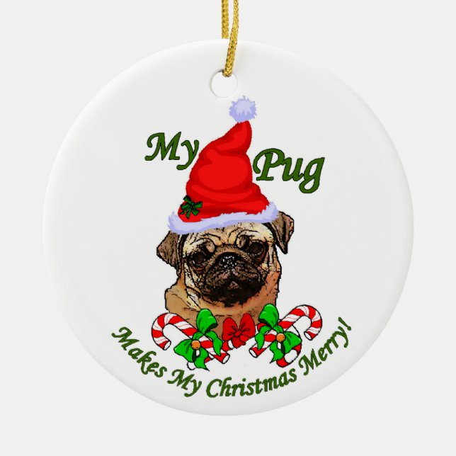 Pug Christmas Gifts Ornament (Front)