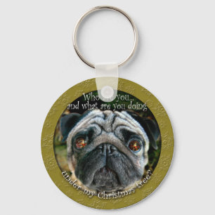 Pug Christmas Keychain