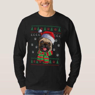 Pug Christmas Lights Santa Hat Dog  Ugly Sweater