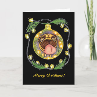 pug christmas ornament holiday card