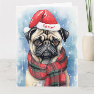 Pug Christmas Personalised Santa Paws Festive Card