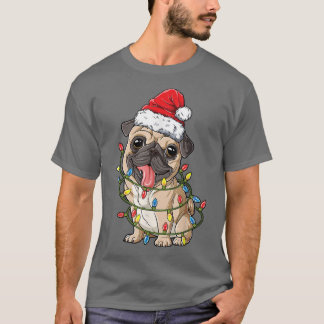 Pug Christmas Santa Hat Xmas Lights Boys Pugmas Do T-Shirt