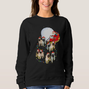 Pug Christmas Santa Sleigh Funny Pug Dog Lover Xma Sweatshirt