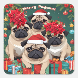 Pug Christmas   Square Sticker