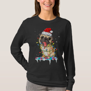 Pug Christmas Tree Lights Santa Dog Xmas  Boys Pug T-Shirt