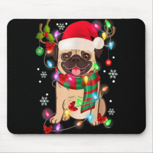Pug Christmas Tree Lights Santa Dog Xmas Boys Pugm Mouse Pad