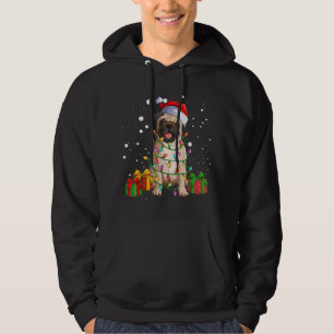 Pug Christmas Tree Lights Santa Dog Xmas Gifts Boy Hoodie