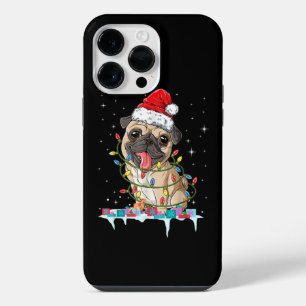 Pug Christmas Tree Lights Santa Dog Xmas Gifts Boy iPhone 14 Pro Max Case