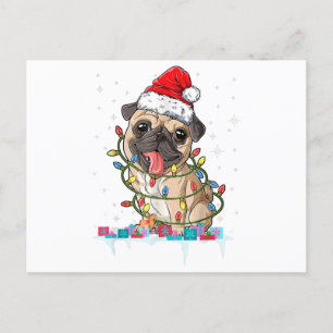 Pug Christmas Tree Lights Santa Dog Xmas Gifts Boy Postcard