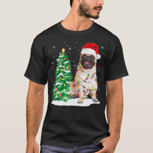 Pug Christmas Tree Lights Santa Dog Xmas Gifts Boy T-Shirt