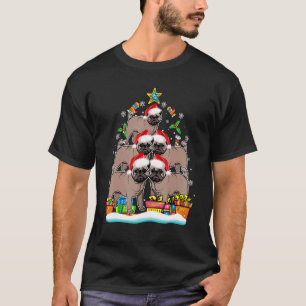 Pug Christmas Tree Ornament Santa Hat Dog Xmas T-Shirt