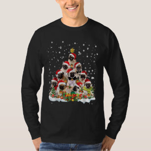 Pug Christmas Tree Santa Hat Pajama Pug Dog Lover  T-Shirt