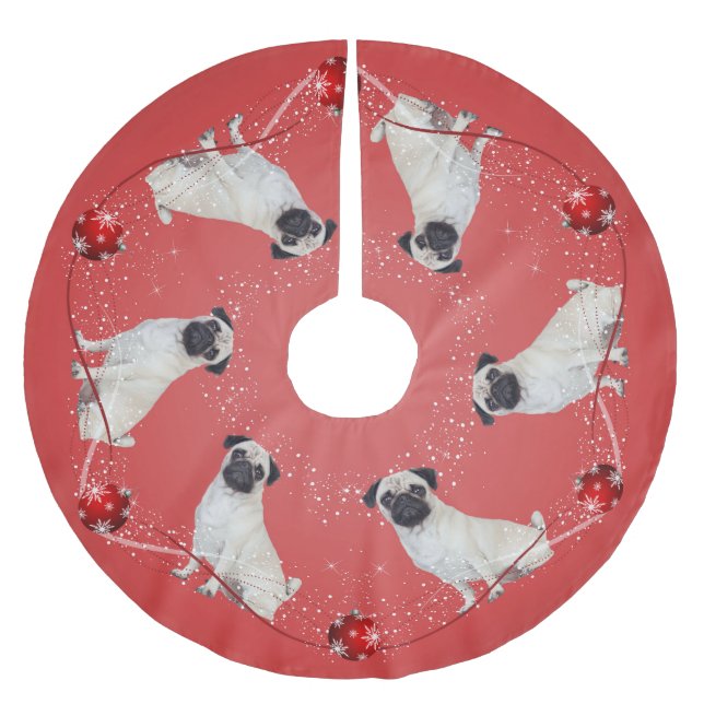 Pug Christmas Tree Skirt (Front)