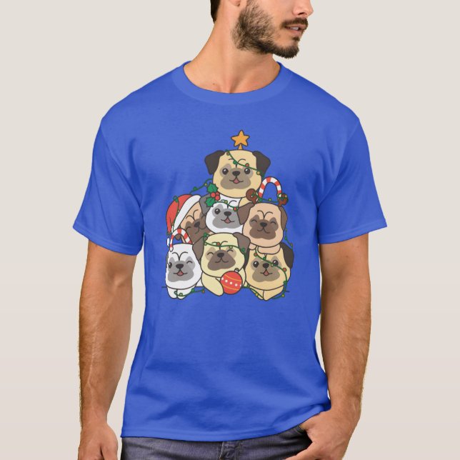 Pug Christmasree Funny Animal Christmas gift T-Shirt (Front)