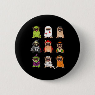 Pug Collection Happy Pugoween Halloween Spooky Cos 6 Cm Round Badge