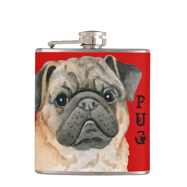 Pug Colour Block Hip Flask (Front)