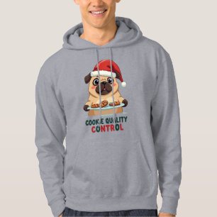 Pug Cookie Quality Control Funny Christmas Hoodie