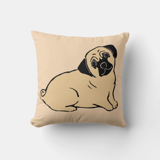 Pug Cream Pillow (Front)
