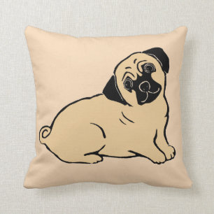 Pug Cream Pillow