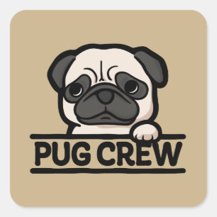 PUG CREW – Funny & Cute Pug Lover Gift Square Sticker