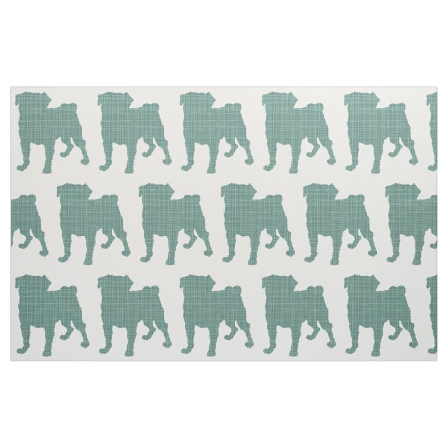 Pug - Crosshatch Teal Fabric (Fat Quarter)