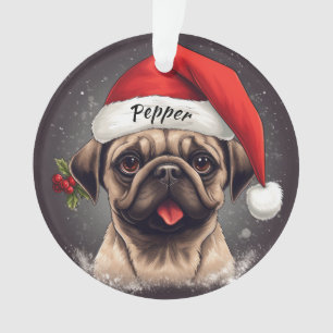 Pug Custom Christmas Ornament