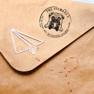 Pug Custom Family Return Address  Rubber Stamp