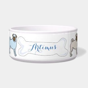 PUG Customisable Name Dogfood Pet Bowl
