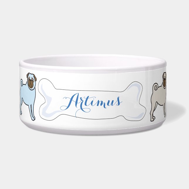 PUG Customisable Name Dogfood Pet Bowl (Front)