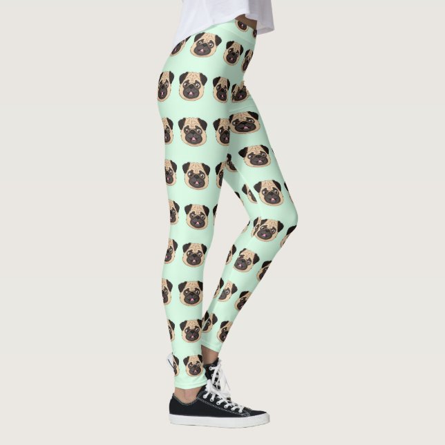 Pug Cute Dog Lover Pattern Leggings (Right)