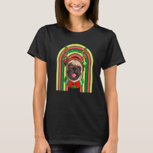 Pug Cute santa holiday Xmas Christmas reindeer sno T-Shirt