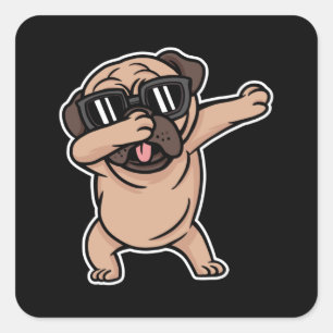 Pug Dabbing Dog Square Sticker