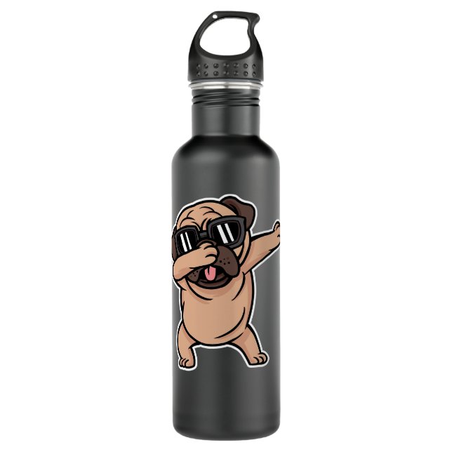 Pug Dabbing Pug Dog Cute Puppy Dab 399 710 Ml Water Bottle (Front)