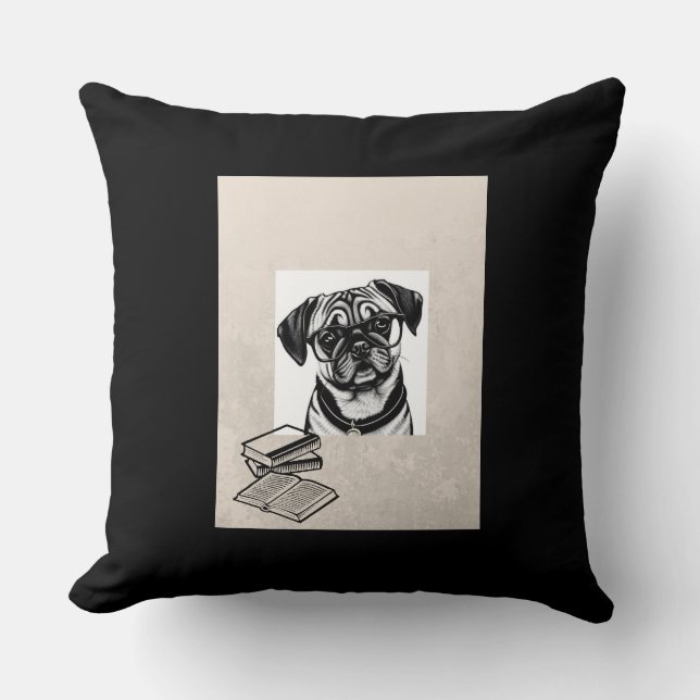 Pug Dachshund Dog Wearing Glasses Throw Pillow (Front)