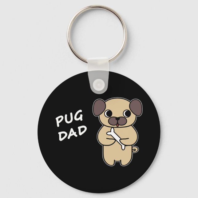 PUG DAD - Black Key Ring (Front)