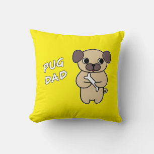 PUG DAD - Bright Yellow Cushion