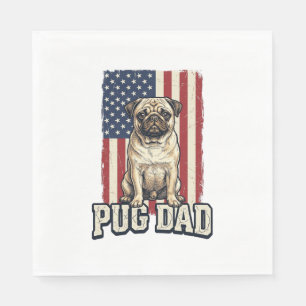 Pug Dad Patriotic Vintage Engraving Dog Shirt Desi Napkin