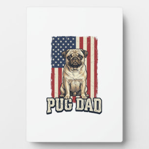 Pug Dad Patriotic Vintage Engraving Dog Shirt Desi Plaque