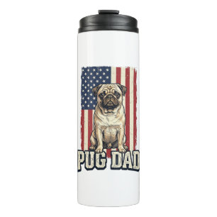 Pug Dad Patriotic Vintage Engraving Dog Shirt Desi Thermal Tumbler