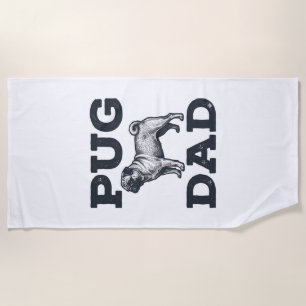 Pug Dad Vintage Engraving Dog Lover Shirt Design_1 Beach Towel