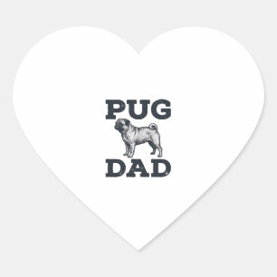Pug Dad Vintage Engraving Dog Lover Shirt Design_1 Heart Sticker