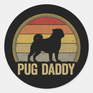 Pug Daddy Funny Pug Dad Classic Round Sticker